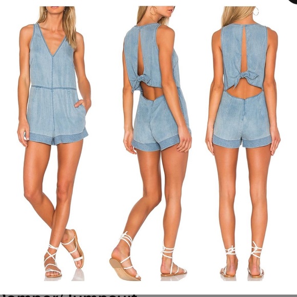 Rag & Bone Denim Tie Back Romper - Picture 4 of 8